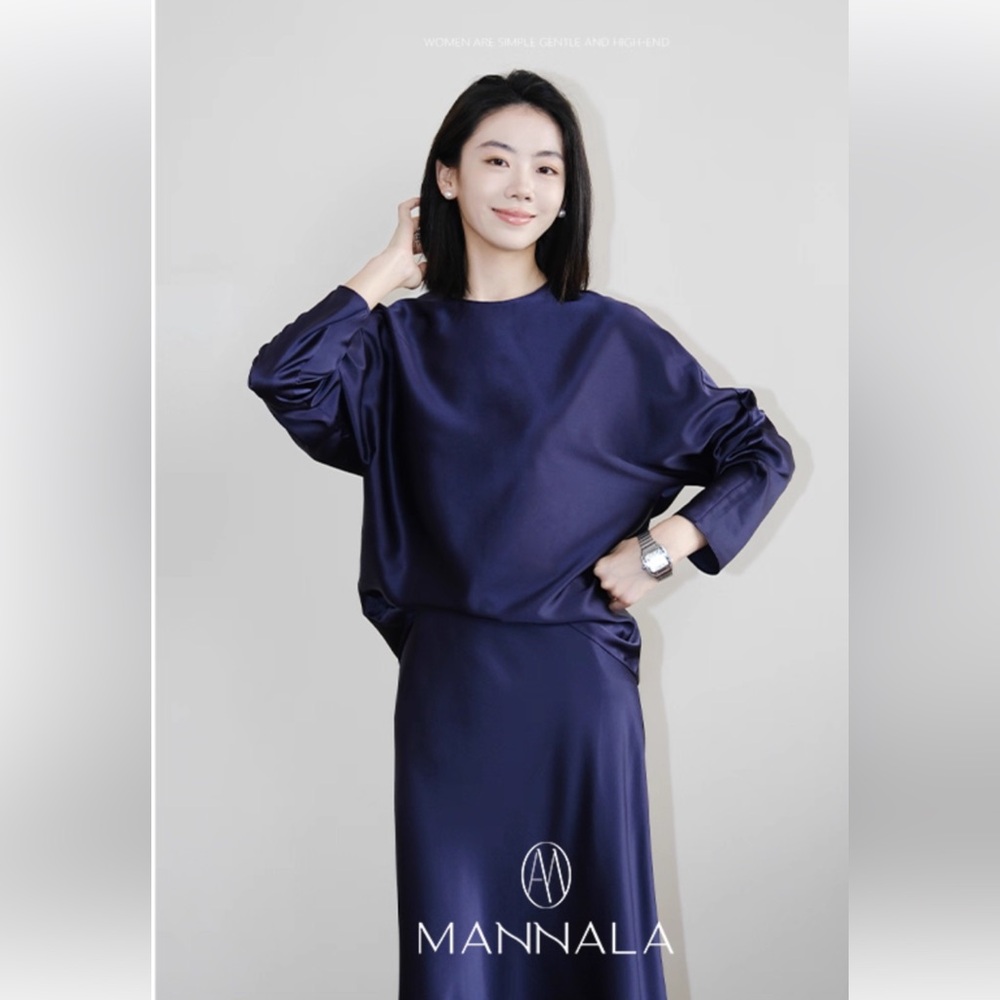 💫 Zara 2 Piece Satin Effect Blouse & Midi Skirt - NEW 💫 - Picture 4 of 12